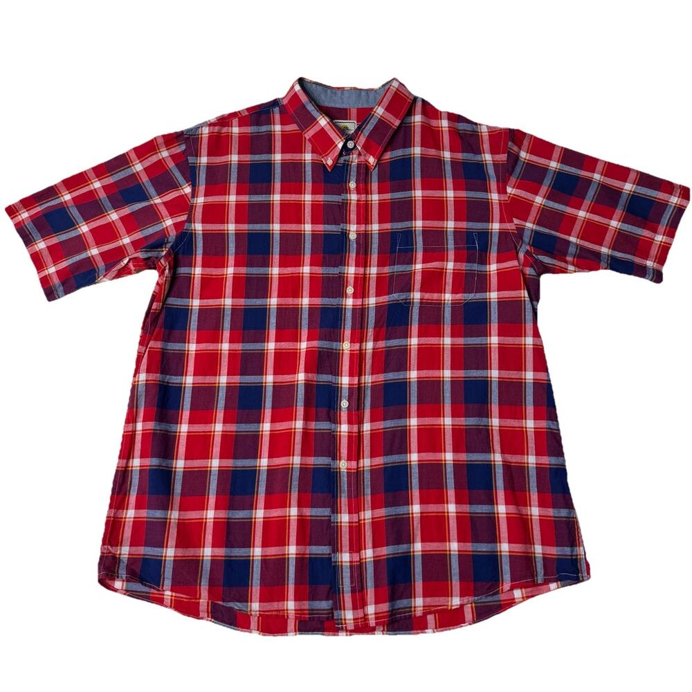 Pendleton Surf Board Shirt Mens XXL Red Blue Plaid Short Sleeve Button Up